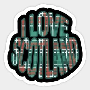 I LOVE SCOTLAND Christmas Tartan Colour Typography Design Sticker